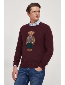 Polo Ralph Lauren sweter wełniany męski kolor bordowy