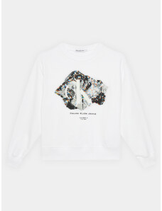 Calvin Klein Jeans Bluza Crystal Graphic IG0IG02306 Biały Regular Fit
