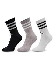 Skarpety wysokie unisex adidas 3-Stripes Cushioned Crew Socks 3 Pairs IC1323 medium grey heather/white/black/white