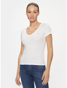 Tommy Jeans T-Shirt Essential DW0DW17385 Biały Slim Fit