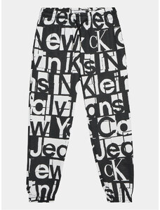 Calvin Klein Jeans Spodnie dresowe Grid IB0IB01937 Czarny Regular Fit