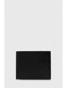 BOSS portfel skórzany męski kolor czarny