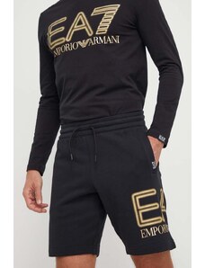 EA7 Emporio Armani szorty bawełniane kolor czarny