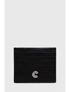 Coccinelle etui na karty skórzane kolor czarny