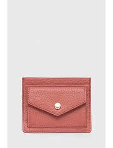 Coccinelle portfel skórzany damski kolor różowy
