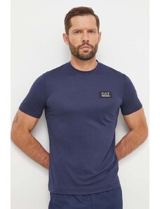 EA7 Emporio Armani t-shirt męski kolor granatowy gładki