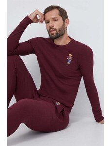 Polo Ralph Lauren piżama męska kolor bordowy gładka