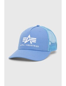 Alpha Industries czapka z daszkiem kolor niebieski z nadrukiem