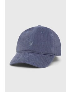 Carhartt WIP czapka z daszkiem sztruksowa Harlem Cap kolor niebieski gładka I028955.1XGXX