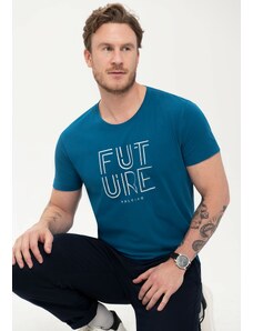 Volcano T-shirt męski o klasycznym kroju T-FUTURE niebieski