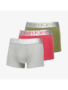 Bokserki Calvin Klein Reconsidered Steel Cotton Trunk 3-Pack Olive Branch/ Grey Heather/ Red Bud