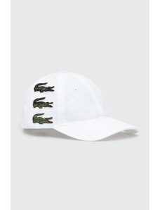 Lacoste czapka z daszkiem bawełniana kolor biały z aplikacją RK3523 001