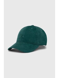 Carhartt WIP czapka z daszkiem sztruksowa Harlem Cap kolor zielony gładka I028955.1XHXX