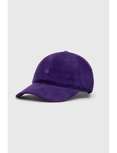 Carhartt WIP czapka z daszkiem sztruksowa Harlem Cap kolor fioletowy gładka I028955.1Y5XX