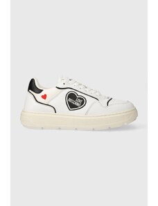 Love Moschino sneakersy skórzane kolor biały JA15204G1IJC110A