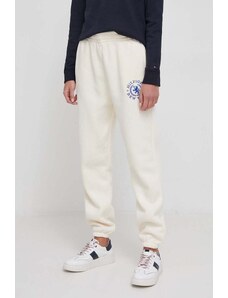 Tommy Hilfiger spodnie dresowe kolor beżowy z aplikacją WW0WW40601