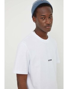 MSGM t-shirt bawełniany męski kolor biały gładki