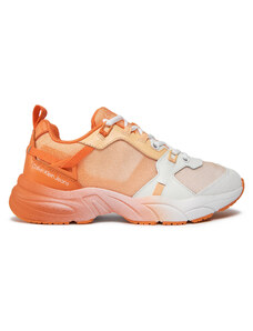 Calvin Klein Jeans Sneakersy Retro Tennis Low Lace Mix Ml Sat YW0YW01307 Pomarańczowy