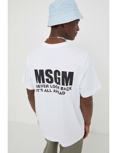 MSGM t-shirt bawełniany męski kolor biały z nadrukiem