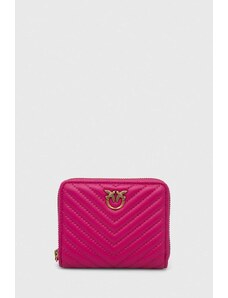 Pinko portfel skórzany damski kolor różowy 100249.A0GK