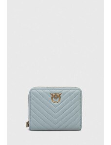 Pinko portfel skórzany damski kolor niebieski 100249.A0GK
