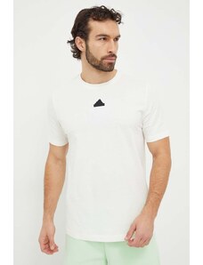 adidas t-shirt bawełniany męski kolor beżowy z nadrukiem IS2857