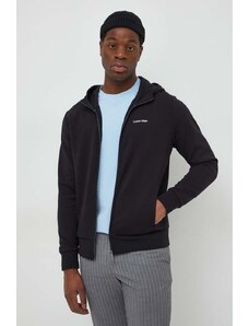 Calvin Klein bluza męska kolor czarny z kapturem gładka
