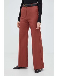 Weekend Max Mara spodnie wełniane kolor czerwony dzwony high waist 2415131081600