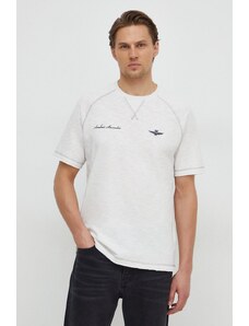 Aeronautica Militare t-shirt bawełniany męski kolor biały gładki