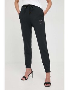 Pinko spodnie dresowe bawełniane kolor czarny gładkie 100371.A1N7