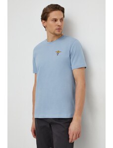 Aeronautica Militare t-shirt bawełniany męski kolor niebieski z aplikacją
