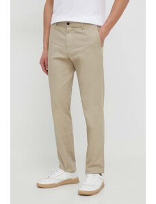 Sisley spodnie męskie kolor beżowy dopasowane
