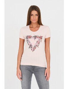 GUESS Różowy t-shirt z logo, Wybierz rozmiar XL