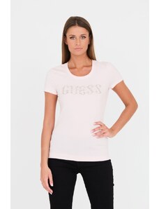 GUESS Różowy t-shirt Stones Logo Tee, Wybierz rozmiar XL