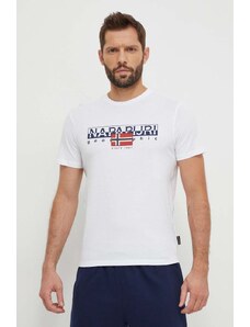 Napapijri t-shirt bawełniany S-Aylmer męski kolor biały z nadrukiem NP0A4HTO0021