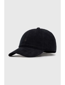 Carhartt WIP czapka z daszkiem sztruksowa Harlem Cap kolor czarny gładka I028955.89XX