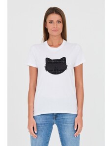 KARL LAGERFELD Biały t-shirt Boucle Choupette, Wybierz rozmiar M