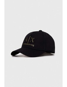 Armani Exchange czapka z daszkiem bawełniana kolor czarny z nadrukiem 954227 4R121