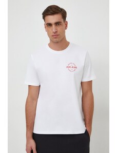Pepe Jeans t-shirt bawełniany męski kolor biały z nadrukiem