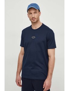 Paul&Shark t-shirt bawełniany męski kolor granatowy z nadrukiem 24411033