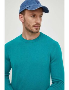 United Colors of Benetton sweter z domieszką wełny męski kolor zielony lekki