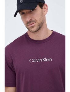 Calvin Klein t-shirt bawełniany kolor fioletowy wzorzysty