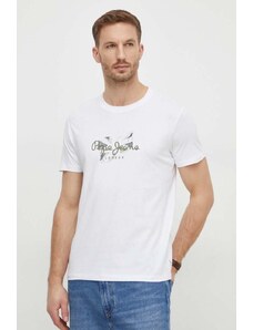 Pepe Jeans t-shirt bawełniany Count męski kolor biały z nadrukiem
