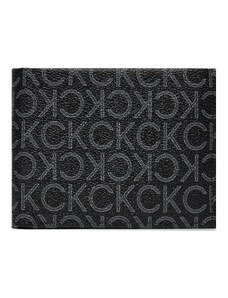 Duży Portfel Męski Calvin Klein Ck Must Mono Trifold 10Cc W/Coi K50K511677 Classic Mono Black 0GJ