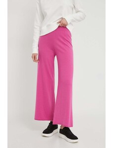 United Colors of Benetton spodnie dresowe z domieszką wełny kolor różowy gładkie