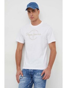 Pepe Jeans t-shirt bawełniany Craigton męski kolor biały z nadrukiem