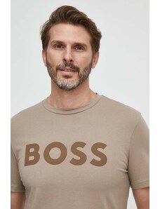Boss Orange BOSS t-shirt bawełniany BOSS CASUAL kolor brązowy z nadrukiem 50481923