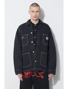 Carhartt WIP kurtka jeansowa OG Chore Coat męska kolor czarny przejściowa I031896.8906