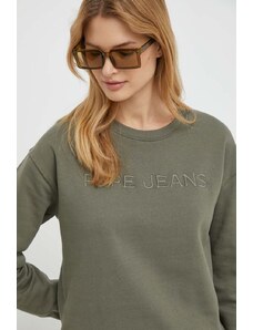 Pepe Jeans bluza bawełniana Hanna damska kolor zielony z aplikacją