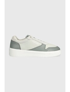 Calvin Klein sneakersy skórzane LOW TOP LACE UP BSKT kolor szary HM0HM01402